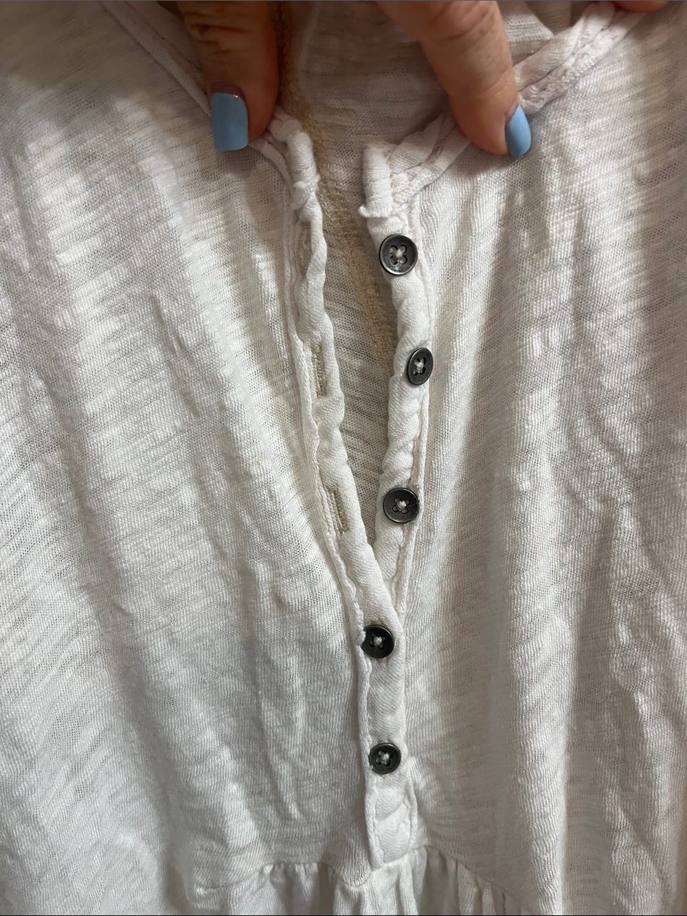 Free People Cream Button-Front Peasant Tunic - Picture 4 of 16